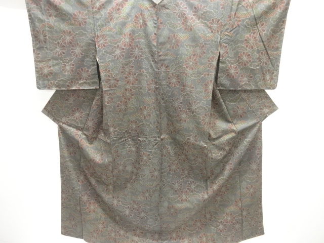 JAPANESE KIMONO / ANTIQUE KIMONO / SILK / OSHIMA TSUMUGI / KIKU
